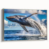 Landscape art painting of New Brunswick scenery on a silver-framed canvas, featuring vibrant green and blue tones.