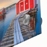Large abstract wall art depicting a Newfoundland scenery in mid-century modernist style on acrylic glass.