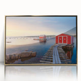 Large art print of a Newfoundland scenery in muted earth tones on a framed acrylic, ideal for modern art wall decor.