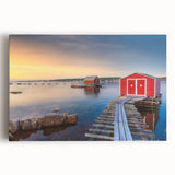 Black and white photo of Newfoundland scenery on large stretched canvas, ideal for kitchen wall art.