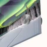 Acrylic glass print of a large abstract depiction of the Northwest Territories in muted earth tones.