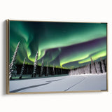 Framed canvas depicting a vintage-style landscape of the Northwest Territories, featuring muted earth tones.