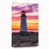 Acrylic print of a Nova Scotia landscape in muted blue and green tones, suitable for dining room decor.