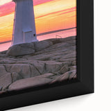 Framed canvas of a textured Nova Scotia scenery in black with vibrant color accents, ideal for living room decor.