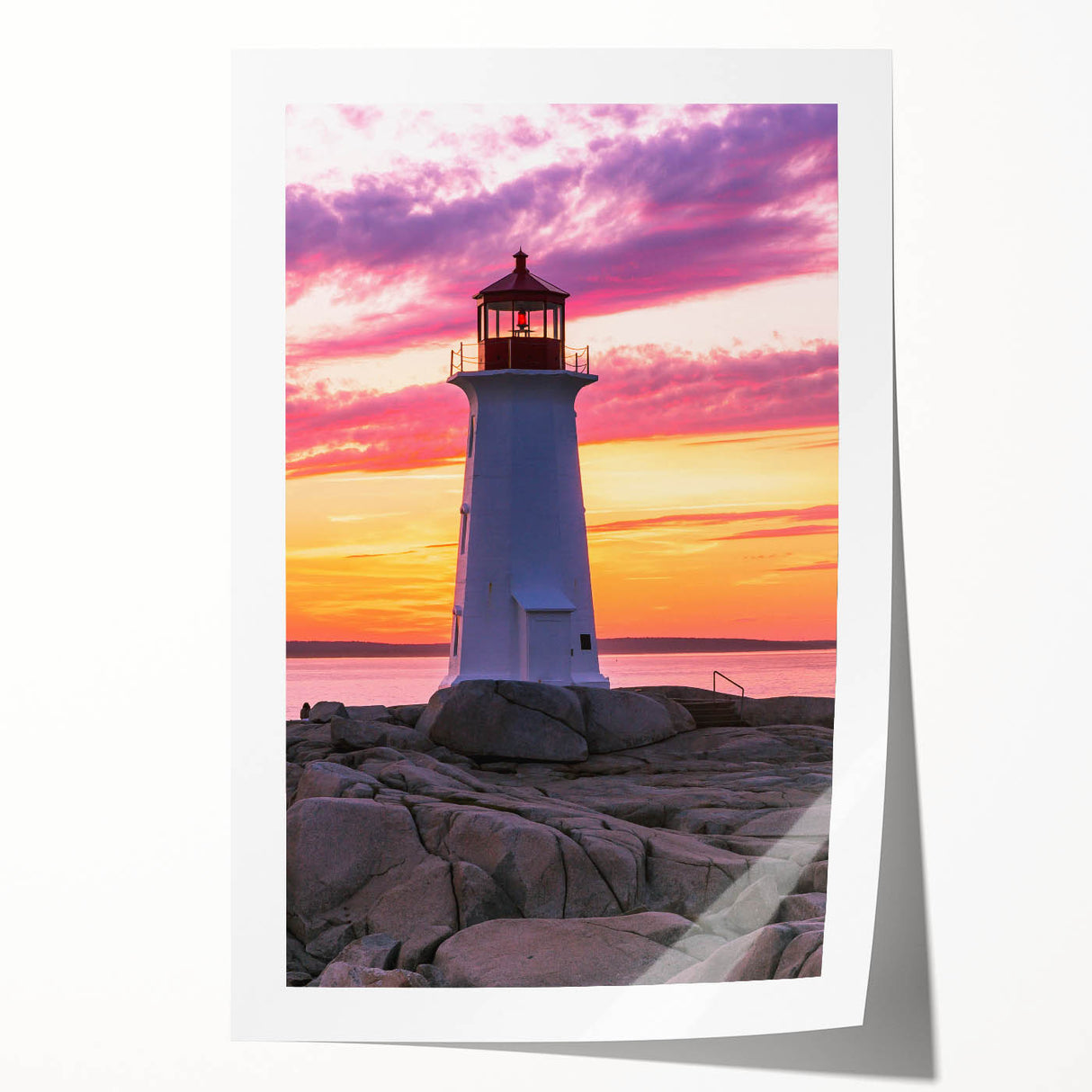 Nova Scotia landscape with lush greenery on a rolled canvas print, suitable as art wall dining room decor.