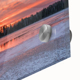 Large abstract wall art depicting an Ontario scenery in muted earth tones on acrylic glass, ideal for dining room ambiance.