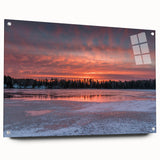 Acrylic print of a large abstract depiction of Ontario, Canada in muted earth tones.