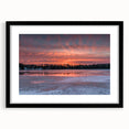 Extra large abstract art print of colorful, textured scenery from Ontario, framed in black, ideal for living room decor.