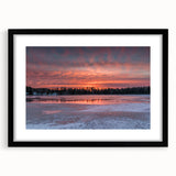 Extra large abstract art print of colorful, textured scenery from Ontario, framed in black, ideal for living room decor.