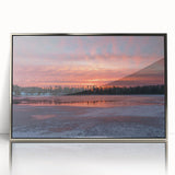 Mid-century modernist art depicting Ontario, Canada scenery in silver-framed acrylic, suitable for modern art wall decor.