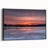 Black and white framed canvas of Ontario landscape, featuring vintage poster art style, ideal for bedroom decor.