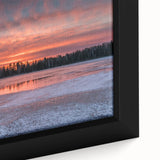 Textured black wall art featuring a colorful Ontario, Canada scenery on a framed canvas, ideal for living room decor.