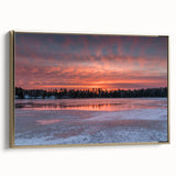 Framed canvas wall art featuring a vintage-style landscape of Ontario, Canada in muted earth tones, ideal for bedroom decor.