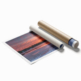 Extra large wall art of Ontario scenery in muted green and blue tones on rolled print, suitable for classy bathroom decor.