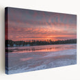 Stretched canvas depicting an Ontario, Canada scenery in muted earth tones, suitable for kitchen wall art.