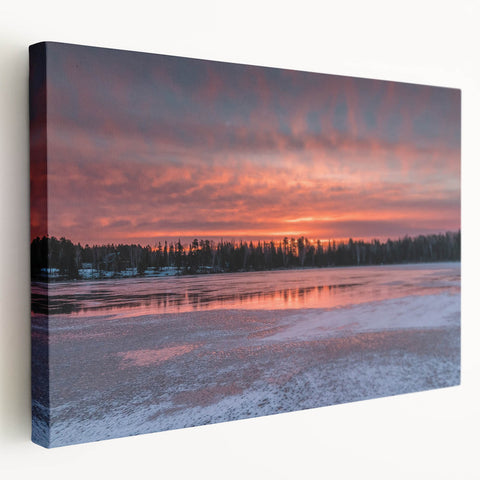 Stretched canvas depicting an Ontario, Canada scenery in muted earth tones, suitable for kitchen wall art.