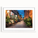 Abstract art print of Quebec scenery in muted colors on a white-framed mat, suitable for bedroom or dining room decor.