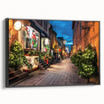 Black and white framed canvas depicting a vintage-style Quebec landscape, ideal for bedroom wall art.