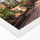 Art deco poster of Quebec scenery on rolled canvas, featuring muted earth tones, ideal for dining room wall art.