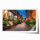 Extra large rolled canvas print featuring a serene Quebec landscape with soft floral elements.