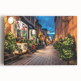 Black and white panoramic photo of Quebec scenery on stretched canvas, suitable for kitchen wall art.