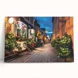 Black and white stretched canvas featuring a panoramic view of Quebec, ideal for kitchen wall art or bedroom ambiance.