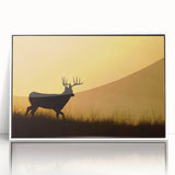 Acrylic print of a Saskatchewan scenery in art deco style with muted earth tones, ideal for modern art wall decor.