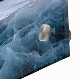 Large abstract wall art of Yukon scenery in muted earth tones on acrylic glass, ideal for dining room ambiance.