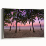 Landscape art painting of a Caribbean scene with vibrant colors on a framed canvas, ideal for living room decor.
