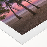 Art deco poster featuring a serene Caribbean beach scene in soft pastel shades on rolled canvas.