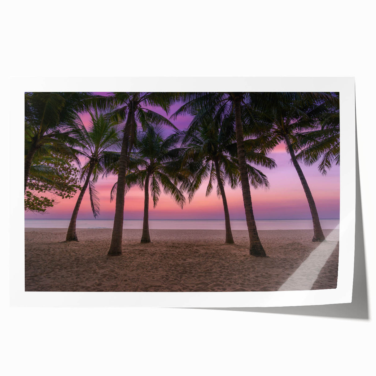Extra large rolled print depicting vibrant Caribbean scenery with lush florals, ideal for dining room wall art.