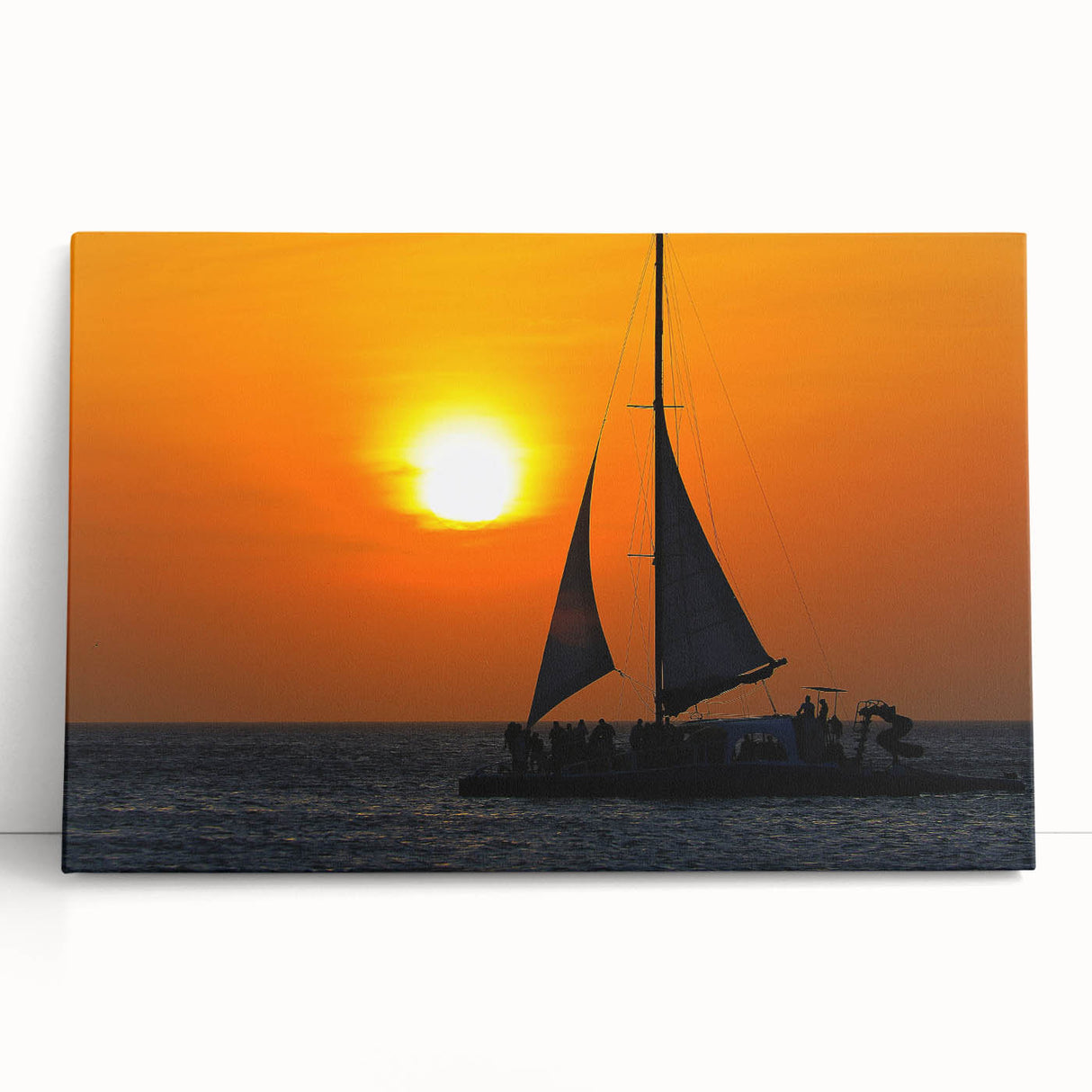 Black and white stretched canvas depicting a serene Caribbean Aruba scenery, ideal for kitchen wall art.
