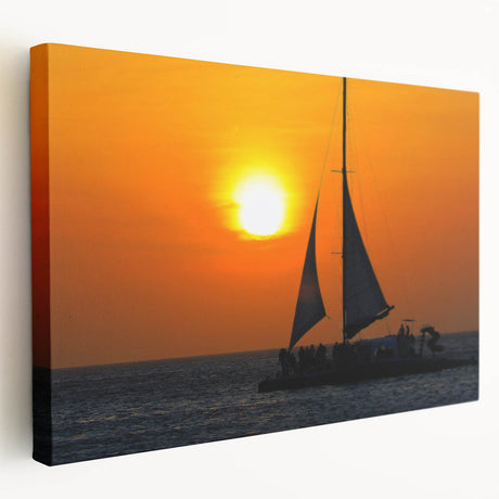 Large canvas print of a Caribbean beach scene in vibrant blue and turquoise tones, ideal for kitchen wall art.
