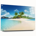 Acrylic glass print of a Caribbean seascape with vivid blue and turquoise hues, suitable for bedroom or dining room decor.