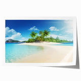 Extra large rolled print of a Caribbean Bahamas scenery with vibrant blue and green hues, ideal for dining room wall art.