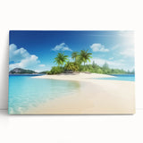 Black and white stretched canvas of Caribbean scenery, ideal for kitchen wall art.