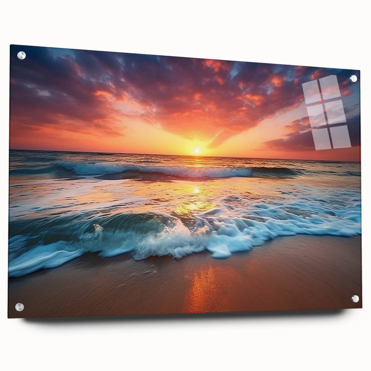 Caribbean Barbados scenery on large acrylic glass, vibrant ocean blue tones, ideal for dining room art.