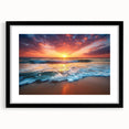 Abstract art print of a Caribbean scene in vibrant colors on a large textured canvas, framed in black.