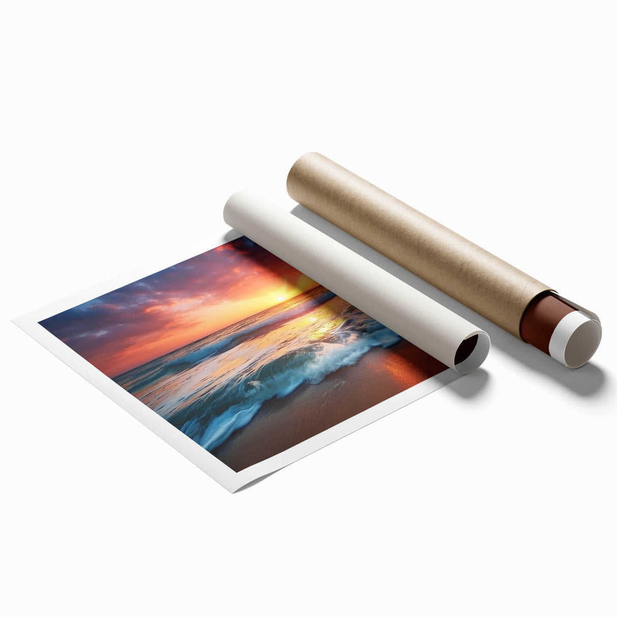 Extra large rolled print of a Caribbean Barbados scenery with vibrant floral art, ideal for classy bathroom wall art.