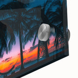 Large abstract wall art of Caribbean Cuban scenery in vibrant colors on acrylic glass, suitable for dining room decor.