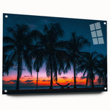 Acrylic print of a Caribbean Cuba scenery in rich blue and green tones, ideal for dining room decor.