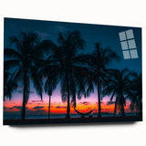 Acrylic print of a Caribbean scenery in vibrant blue and green shades, ideal for bedroom or dining room art.