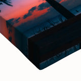 Large art of a black and white Caribbean landscape on stretched canvas, suitable for bedroom wall decor.