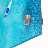 Large abstract wall art on acrylic glass featuring vibrant Caribbean scenery, ideal for dining room decor.