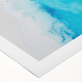 Art deco poster featuring a Caribbean beach scene with palm trees on rolled canvas, suitable for dining room wall art.