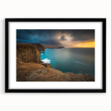 Extra large framed wall art depicting an abstract, colorful Puerto Rican scenery in vibrant hues on textured canvas.