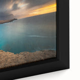 Black wall art featuring a textured depiction of a vibrant Caribbean scene on a framed canvas, ideal for living room decor.