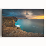 Black and white stretched canvas of a serene Puerto Rican landscape, ideal for kitchen wall art.