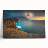 Large black and white stretched canvas of a Caribbean scenery, ideal for kitchen wall art.