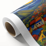 Art deco style poster of Caribbean Saint Lucia scenery on rolled canvas.